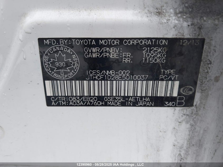 JTHCF1D28E5010037 2014 LEXUS IS photo no. 18