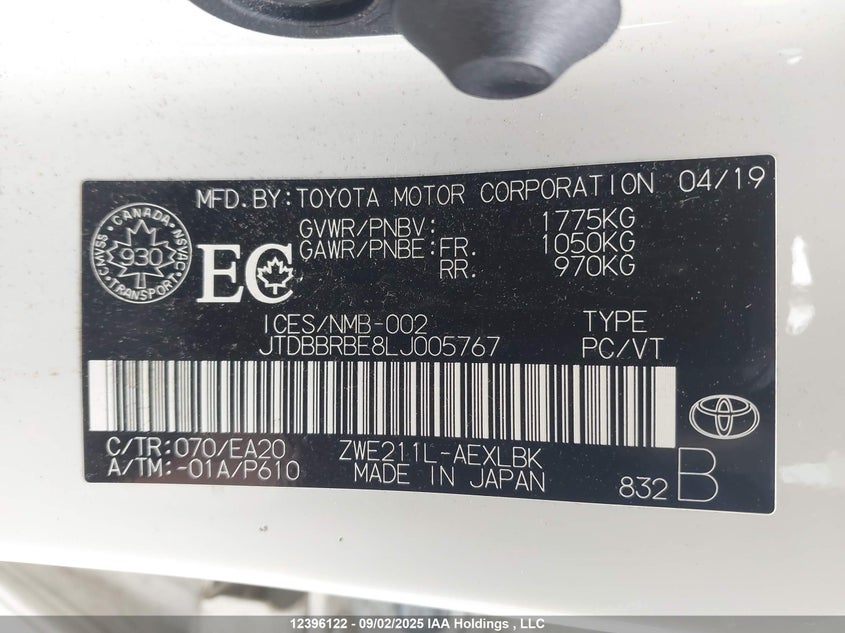 JTDBBRBE8LJ005767 2020 TOYOTA COROLLA photo no. 19