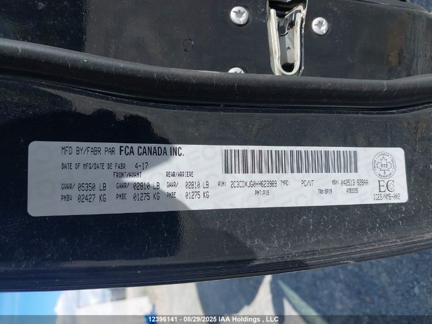 2017 Dodge Charger Sxt VIN: 2C3CDXJG0HH623989 Lot: 12396141