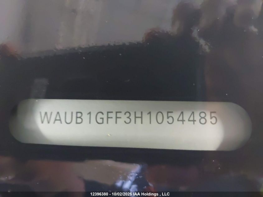 2017 Audi S3 Premium Plus VIN: WAUB1GFF3H1054485 Lot: 12396380