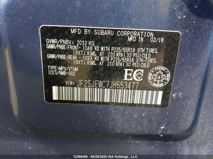 2018 Subaru Forester 2.5I Limited VIN: JF2SJEWC7JH553477 Lot: 12396459