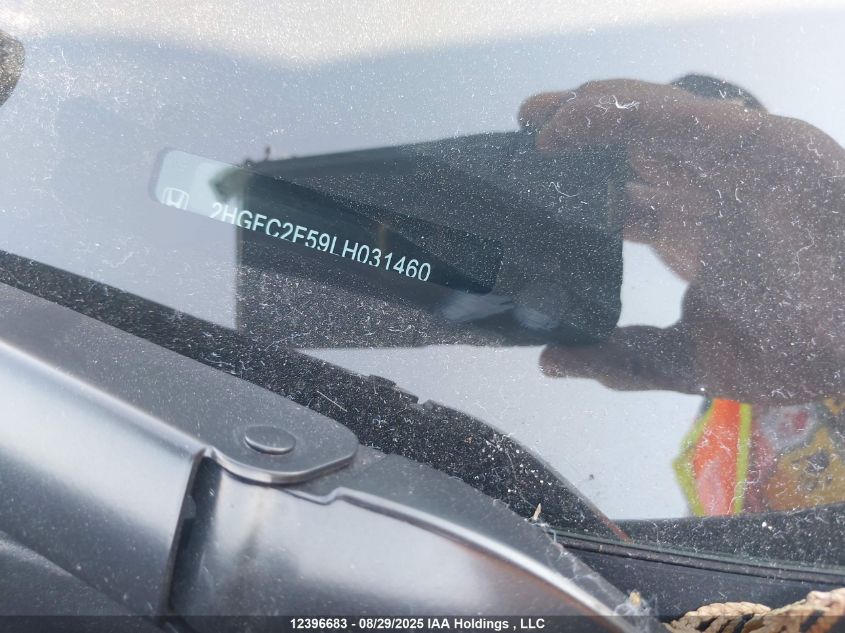 2020 Honda Civic Lx VIN: 2HGFC2F59LH031460 Lot: 12396683