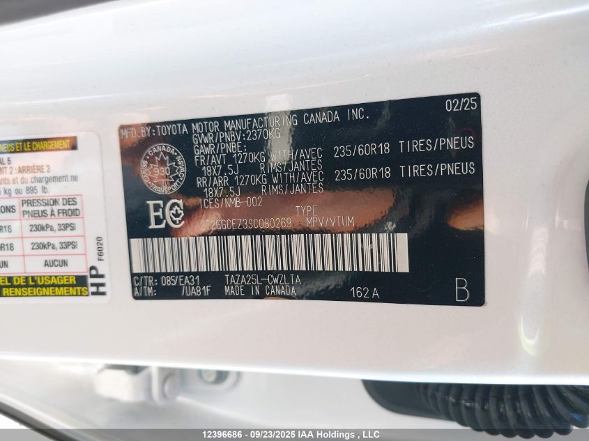 2025 Lexus Nx 350 Premium VIN: 2T2GGCEZ3SC080269 Lot: 12396686