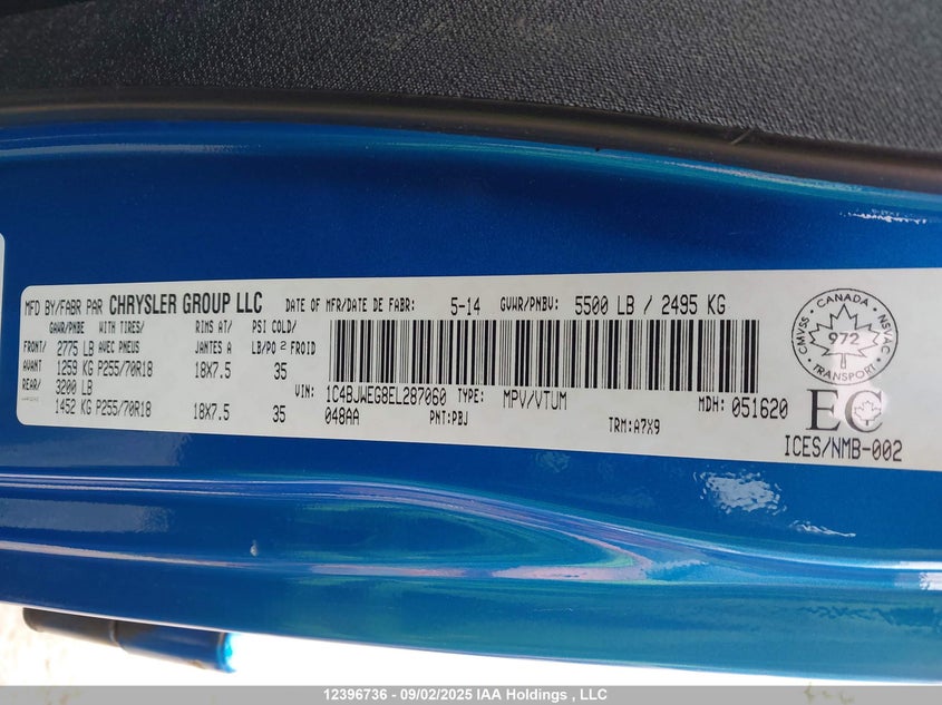 1C4BJWEG8EL287060 2014 JEEP WRANGLER photo no. 9