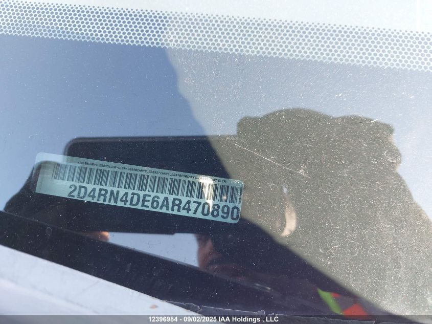 2010 Dodge Grand Caravan Se VIN: 2D4RN4DE6AR470890 Lot: 12396984