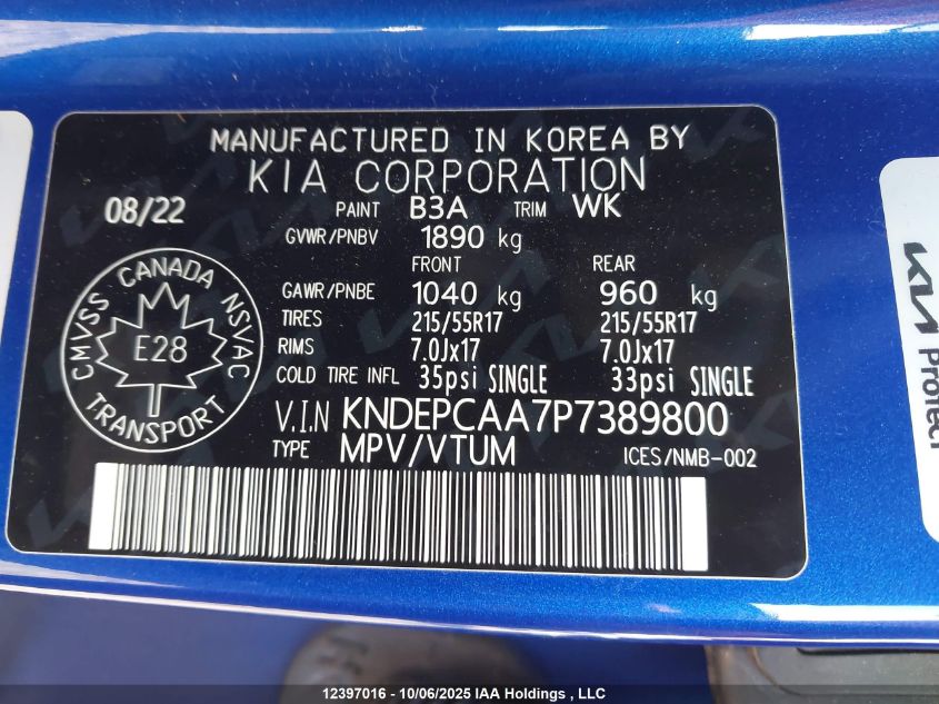 2023 Kia Seltos VIN: KNDEPCAA7P7389800 Lot: 12397016