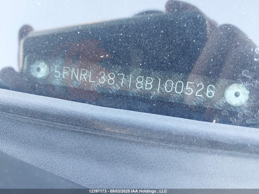 2008 Honda Odyssey VIN: 5FNRL38718B100526 Lot: 12397173