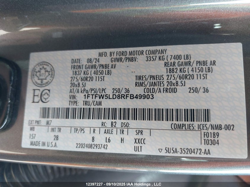 1FTFW5LD8RFB49903 2024 FORD F-150 photo no. 19