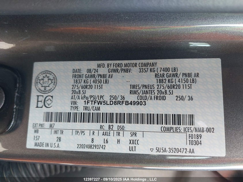1FTFW5LD8RFB49903 2024 FORD F-150 photo no. 9