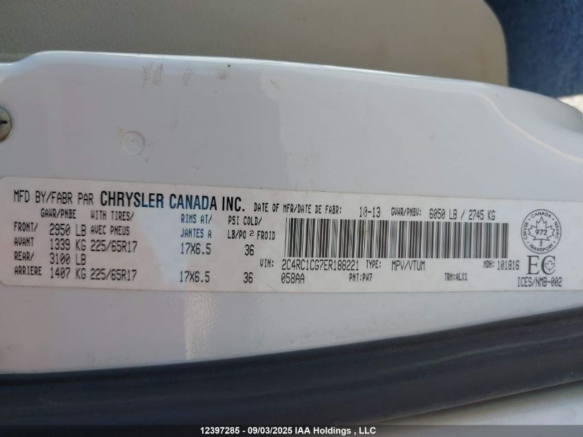 2014 Chrysler Town & Country Touring L VIN: 2C4RC1CG7ER188221 Lot: 12397285