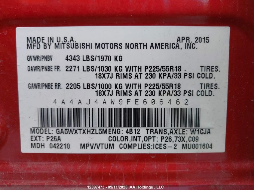 MITSUBISHI RVR 2015 4A4AJ4AW9FE606462 Photo 19