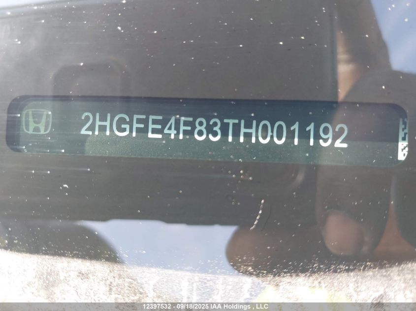 2026 Honda Civic Hybrid Sport/Sport Touring VIN: 2HGFE4F83TH001192 Lot: 12397532