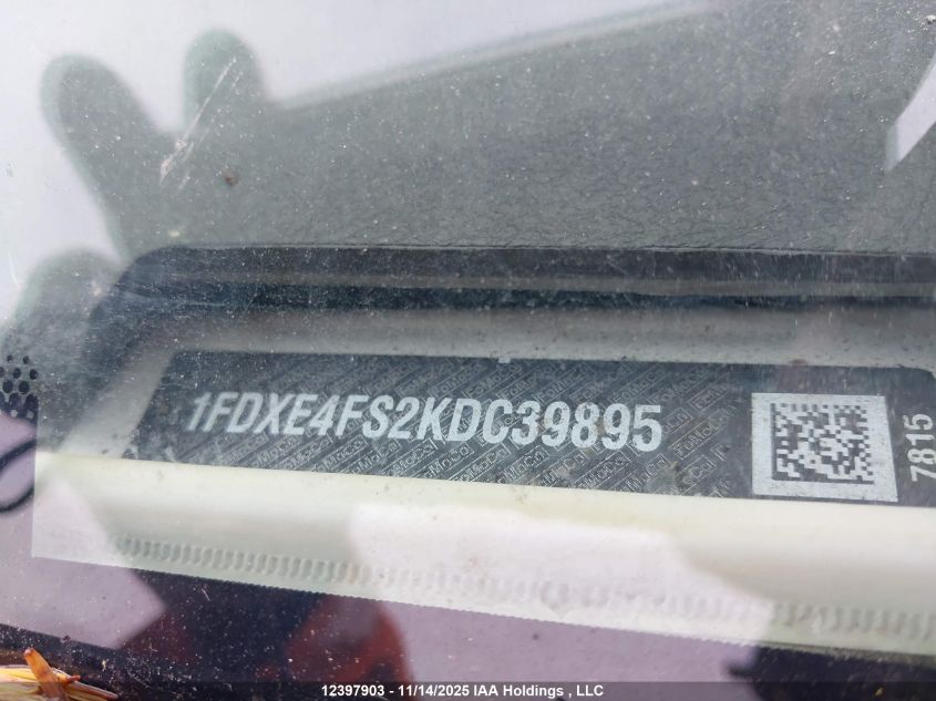 2019 Ford E-450 Cutaway VIN: 1FDXE4FS2KDC39895 Lot: 12397903