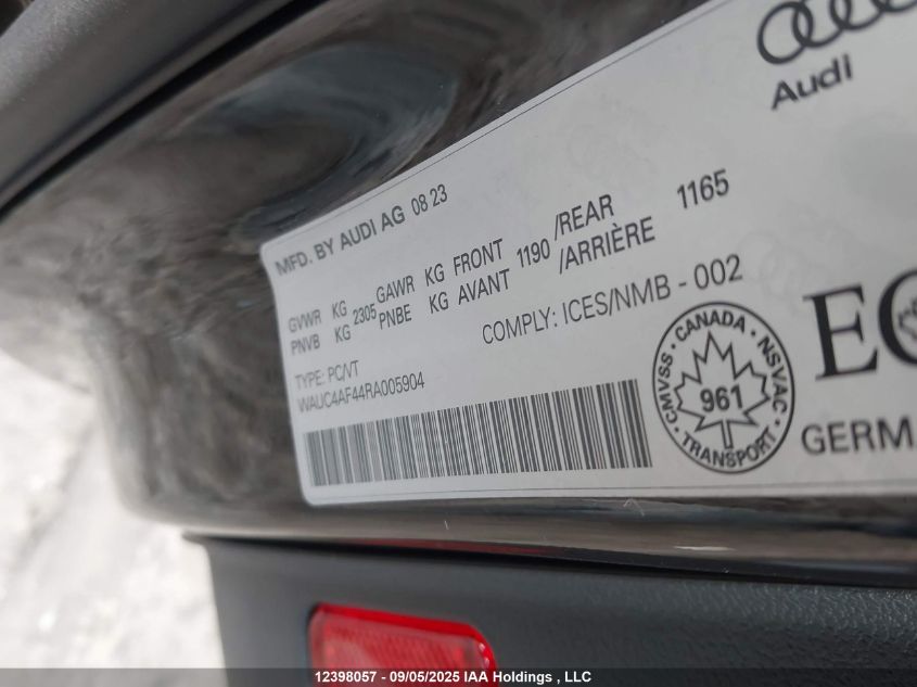 2024 Audi S4 3.0T Technik VIN: WAUC4AF44RA005904 Lot: 12398057