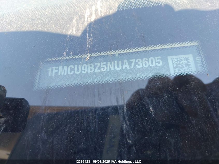 2022 Ford Escape Se VIN: 1FMCU9BZ5NUA73605 Lot: 12398423