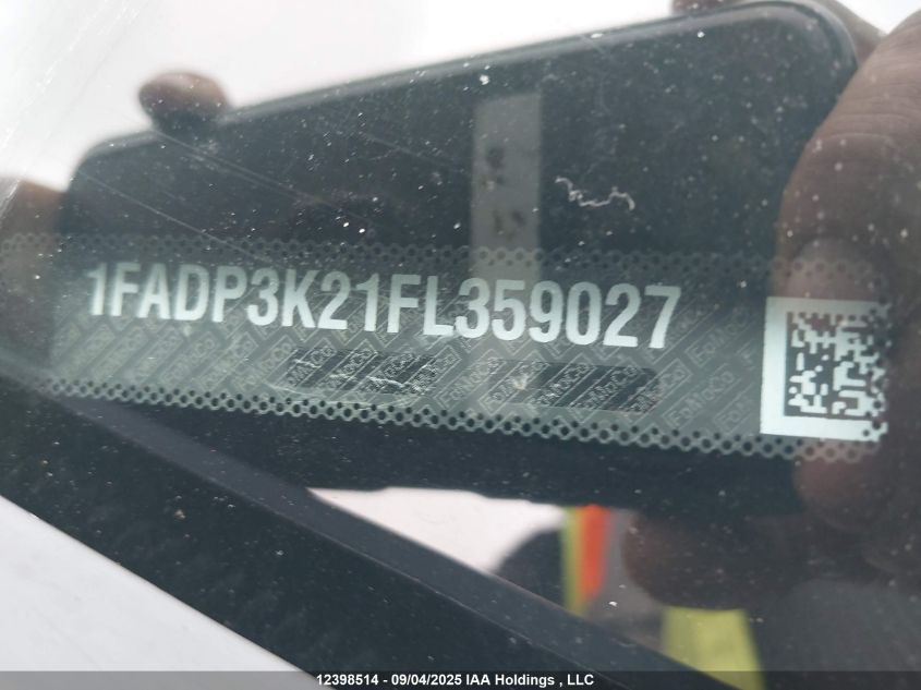 2015 Ford Focus Se VIN: 1FADP3K21FL359027 Lot: 12398514