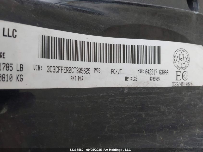 2012 Fiat 500 Lounge VIN: 3C3CFFER2CT305629 Lot: 12398582