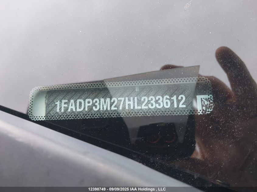2017 Ford Focus Sel VIN: 1FADP3M27HL233612 Lot: 12398749