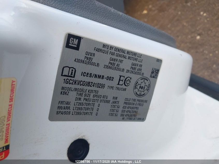 2011 Chevrolet Silverado 2500Hd VIN: 1GC2KVCG9BZ410299 Lot: 12398756