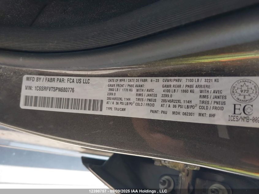 2023 Ram 1500 Sport VIN: 1C6SRFVT5PN680776 Lot: 12398757