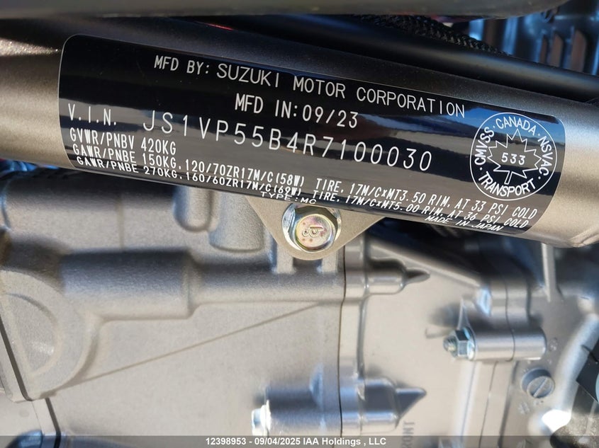 2024 Suzuki Sv650 A/X VIN: JS1VP55B4R7100030 Lot: 12398953