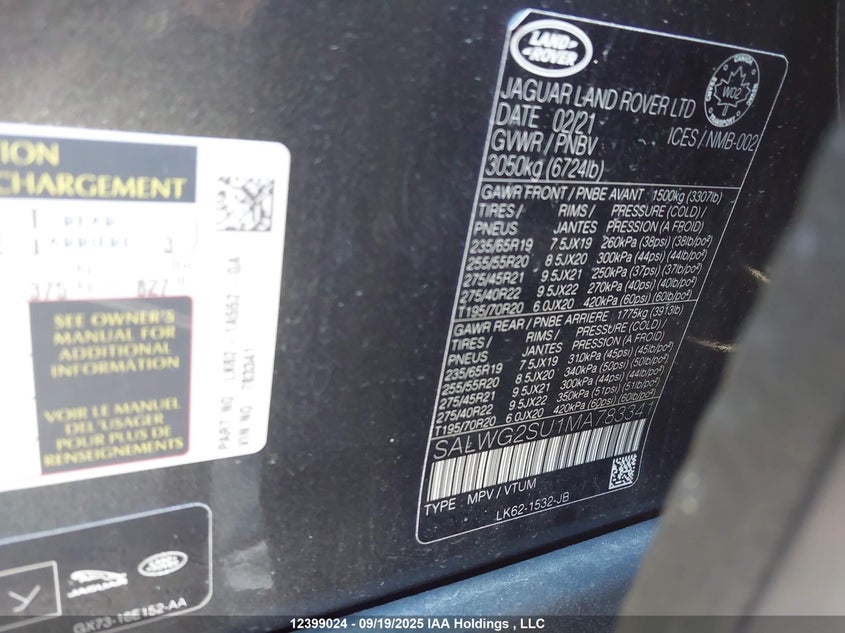 SALWG2SU1MA783341 2021 LAND ROVER RANGE ROVER SPORT photo no. 9