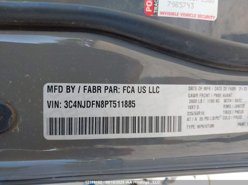 2023 Jeep Compass Latitude Lux VIN: 3C4NJDFN8PT511885 Lot: 12399182