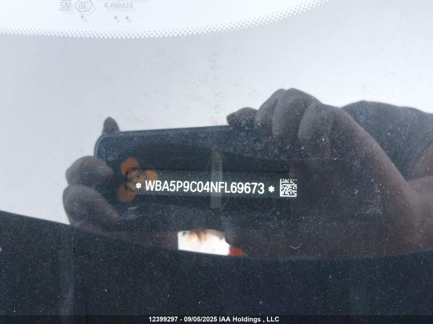 2022 BMW 330E xDrive VIN: WBA5P9C04NFL69673 Lot: 12399297