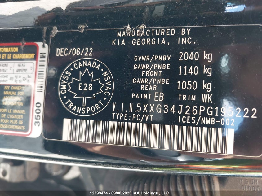 2023 Kia K5 Ex VIN: 5XXG34J26PG195222 Lot: 12399474