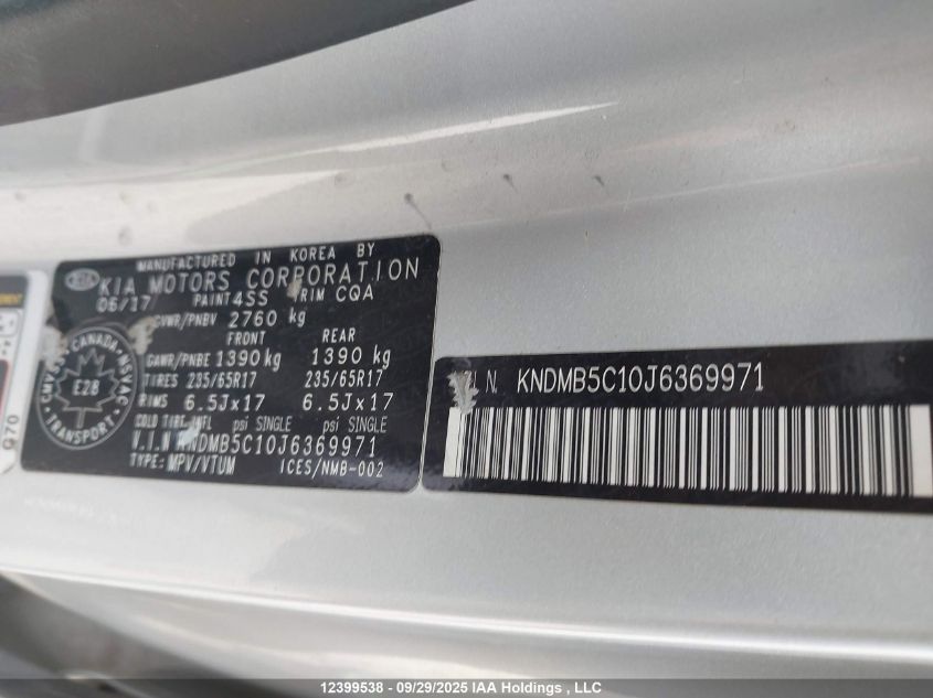 2018 Kia Sedona Lx VIN: KNDMB5C10J6369971 Lot: 12399538