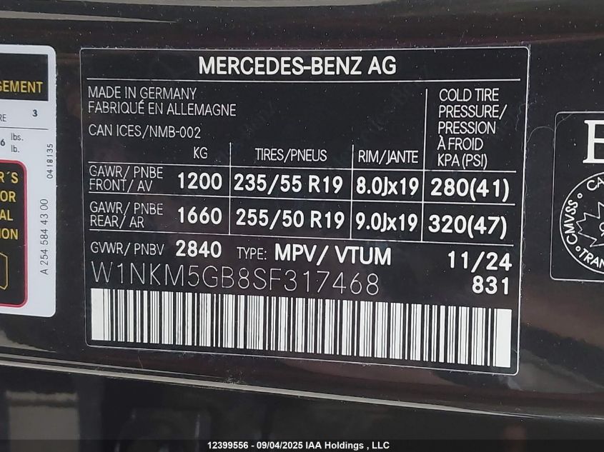 2025 Mercedes-Benz Glc 350E VIN: W1NKM5GB8SF317468 Lot: 12399556
