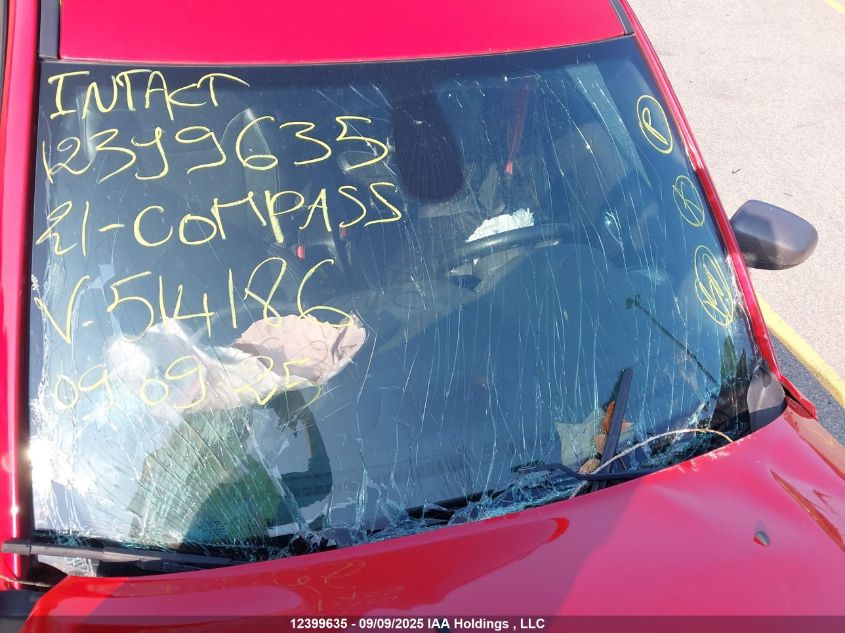 2021 Jeep Compass VIN: 3C4NJDBB9MT514186 Lot: 12399635