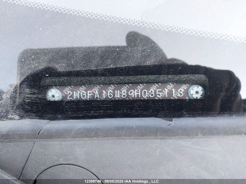 2009 Honda Civic Dx-G VIN: 2HGFA16489H035113 Lot: 12399748