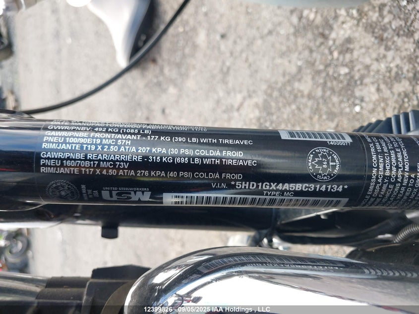 2011 Harley-Davidson Fxdb VIN: 5HD1GX4A5BC314134 Lot: 12399826