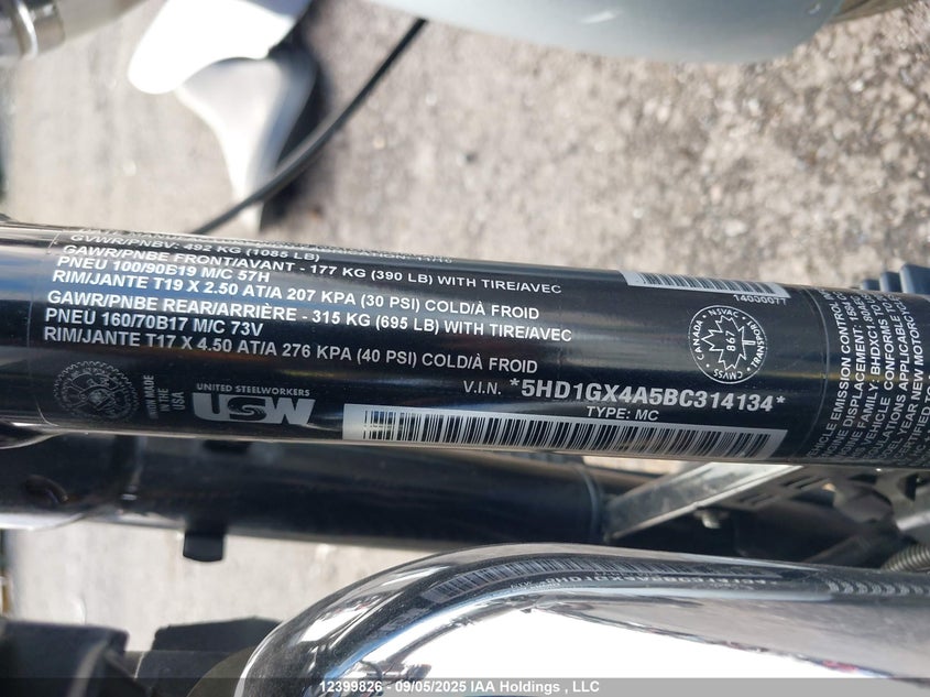 2011 Harley-Davidson Fxdb VIN: 5HD1GX4A5BC314134 Lot: 12399826