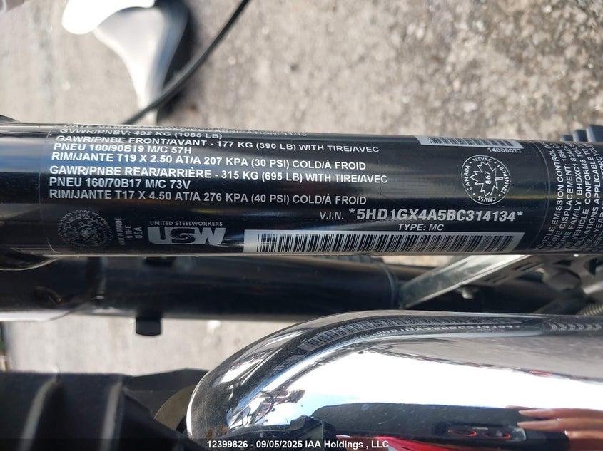 2011 Harley-Davidson Fxdb VIN: 5HD1GX4A5BC314134 Lot: 12399826