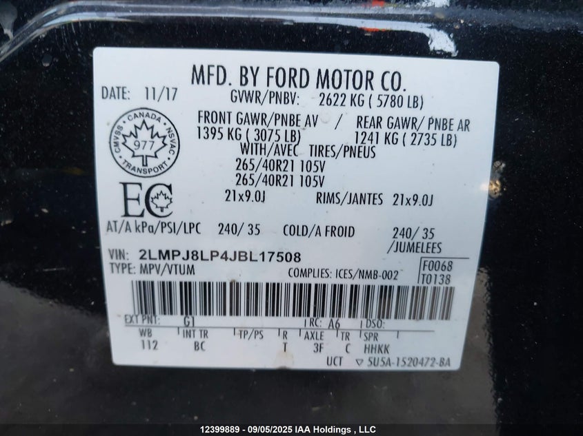 2LMPJ8LP4JBL17508 2018 LINCOLN MKX photo no. 19