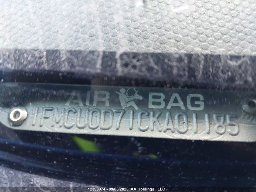 2012 Ford Escape Xlt VIN: 1FMCU0D71CKA01185 Lot: 12399974