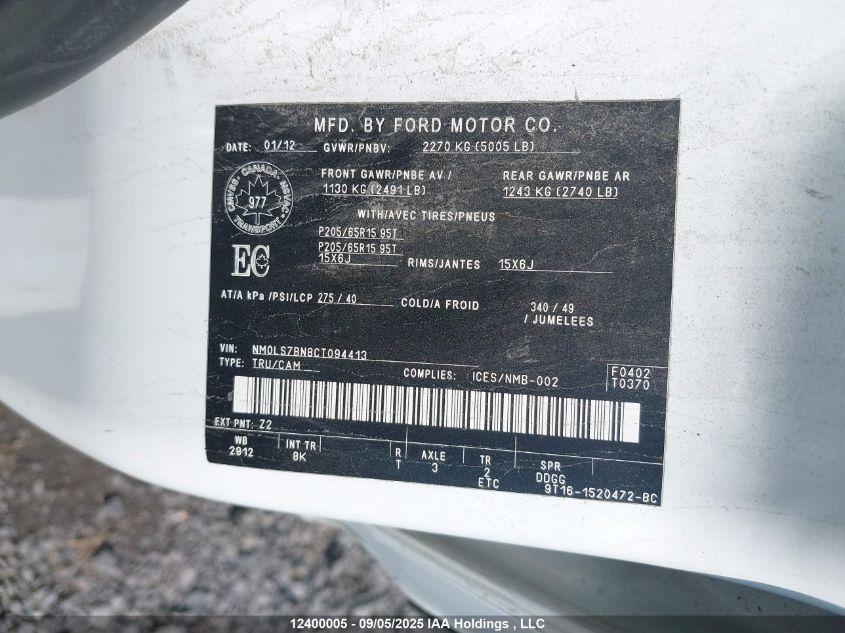 2012 Ford Transit Connect Xlt VIN: NM0LS7BN8CT094413 Lot: 12400005