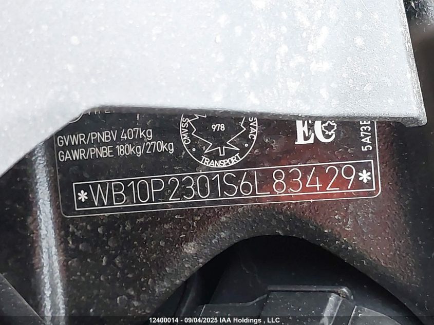 2025 BMW S 1000 Rr VIN: WB10P2301S6L83429 Lot: 12400014