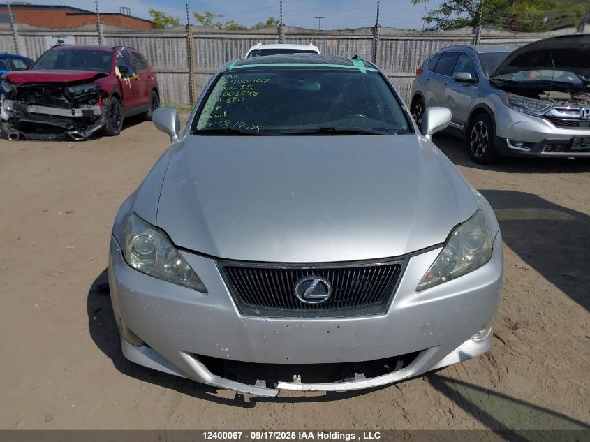 2006 Lexus Is 250 VIN: JTHBK262662003598 Lot: 12400067