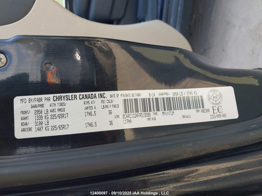 2C4RC1CG4FR519399 2015 CHRYSLER TOWN & COUNTRY photo no. 9