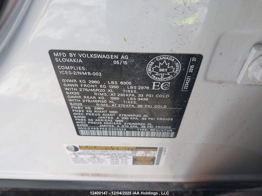 WVGDP9BP0GD000526 2016 VOLKSWAGEN TOUAREG photo no. 9