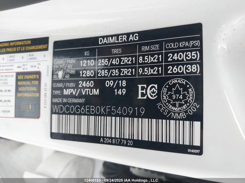 WDC0G6EB0KF540919 2019 MERCEDES-BENZ GLA-KLASSE AMG photo no. 9