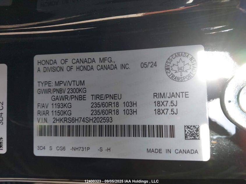 2HKRS6H74SH202593 2025 HONDA CR-V photo no. 9