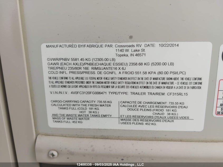 4V0FC3120FG006471 2015   photo no. 9