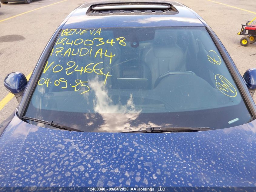 2017 Audi A4 2.0T Progressiv VIN: WAUENAF4XHN024664 Lot: 12400348