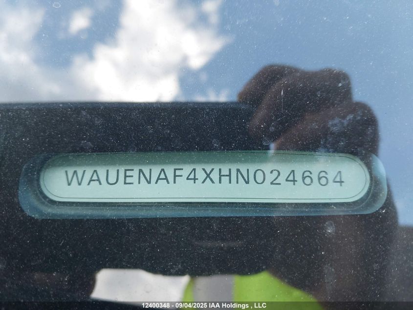 2017 Audi A4 2.0T Progressiv VIN: WAUENAF4XHN024664 Lot: 12400348