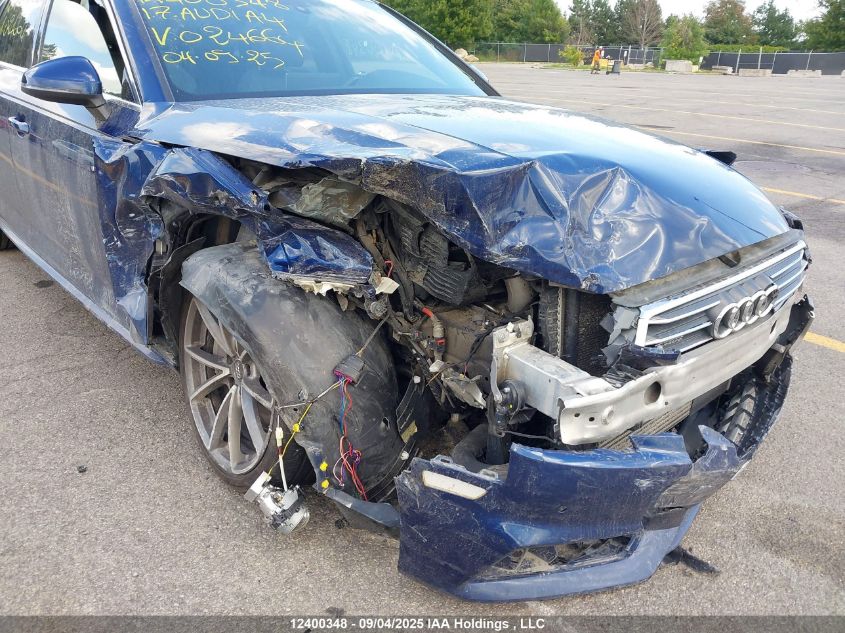 2017 Audi A4 2.0T Progressiv VIN: WAUENAF4XHN024664 Lot: 12400348