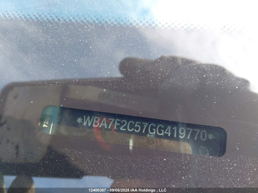 2016 BMW 750 Xi VIN: WBA7F2C57GG419770 Lot: 12400367